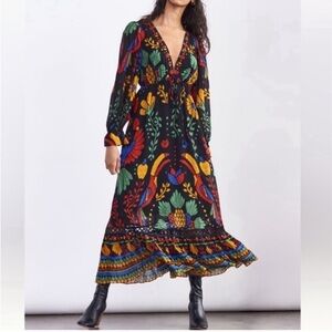 FARM Rio Georgette Long Sleeve Maxi Dress